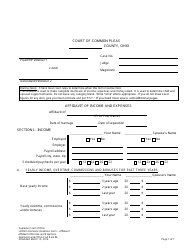 Uniform Domestic Relations Form 1 Affidavit of Income and Expenses - Ohio