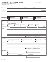 Document preview: Form SCL026 Application Record/Order - British Columbia, Canada