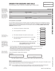 Form 11 (SCL011) Order for Seizure and Sale - British Columbia, Canada, Page 2
