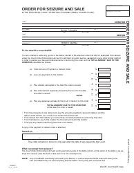 Form 11 (SCL011) Order for Seizure and Sale - British Columbia, Canada, Page 4