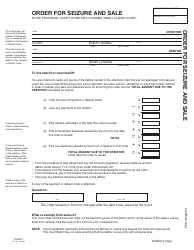 Form 11 (SCL011) Order for Seizure and Sale - British Columbia, Canada, Page 7