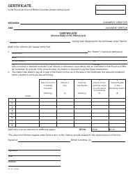 Document preview: Form SCL804 Certificate - British Columbia, Canada