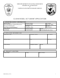 Form DNR8329 Clean Vessel Act Grant Application - Ohio