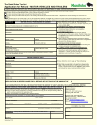 Application for Refund - Motor Vehicles and Trailers - Manitoba, Canada