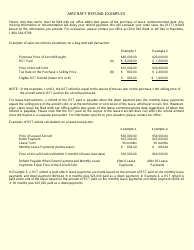 Application for Refund - Aircraft - Manitoba, Canada, Page 2