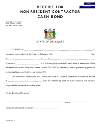 Document preview: Form 1125-C Receipt for Non-resident Contractor Cash Bond - Delaware