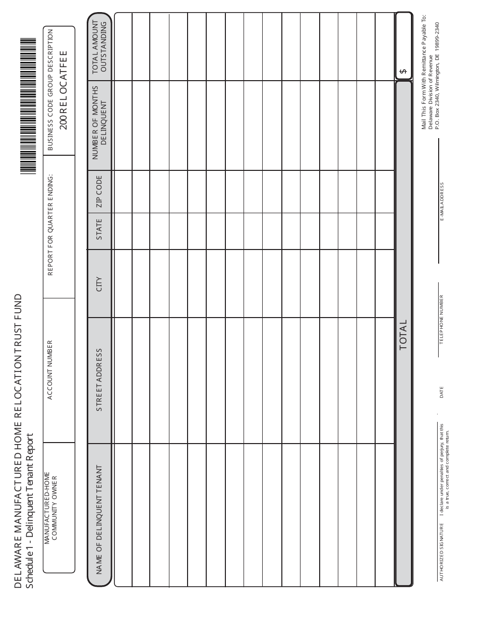 Delaware Delinquent Tenant Report Fill Out, Sign Online and Download