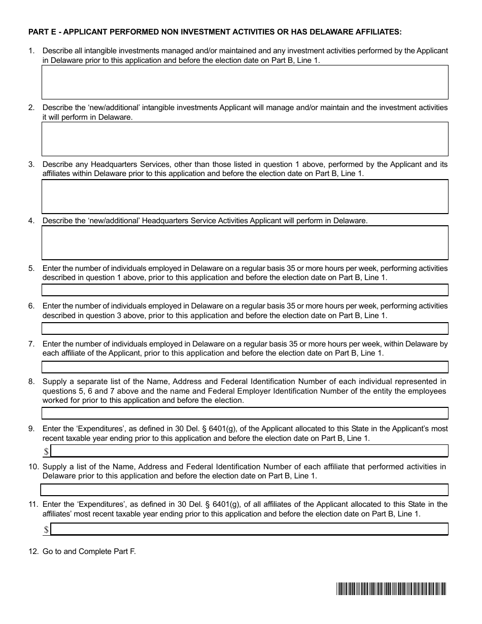 Form 6401-HMC Application and Election for a Headquarters Management Corporation Business License - Delaware, Page 3