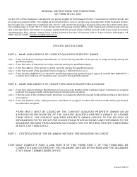 Form 1811CC 0701 Certification of Unused Delaware Historic Preservation Tax Credit - Delaware, Page 2