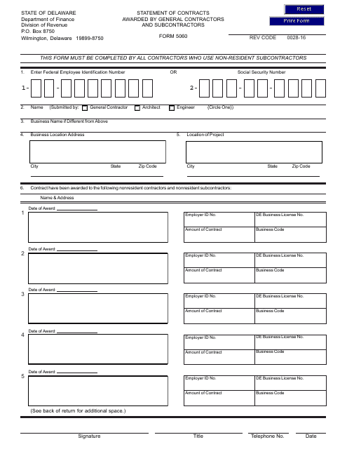 Form 5060  Printable Pdf