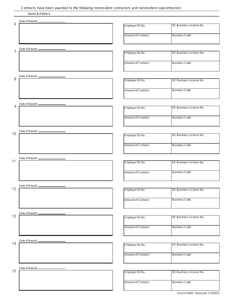 Form 5060 - Fill Out, Sign Online and Download Fillable PDF, Delaware ...