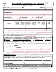 Document preview: Form AV-56 Application for Wildlife Conservation Program - North Carolina