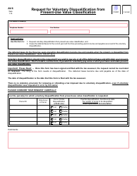 Document preview: Form AV-6 Request for Voluntary Disqualification From Present-Use Value Classification - North Carolina