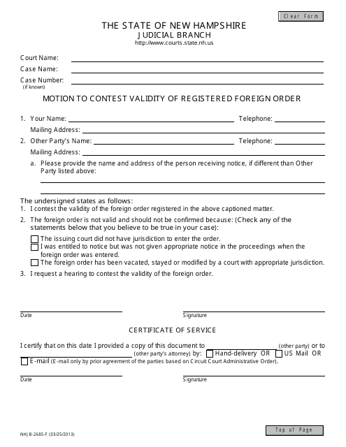 Form NHJB-2685-F  Printable Pdf