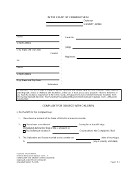 Document preview: Uniform Domestic Relations Form 7 Complaint for Divorce With Children - Ohio
