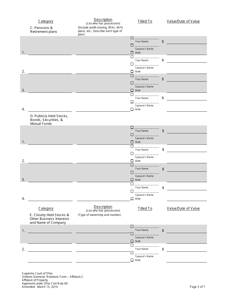 Affidavit 2 Affidavit of Property - Ohio, Page 3