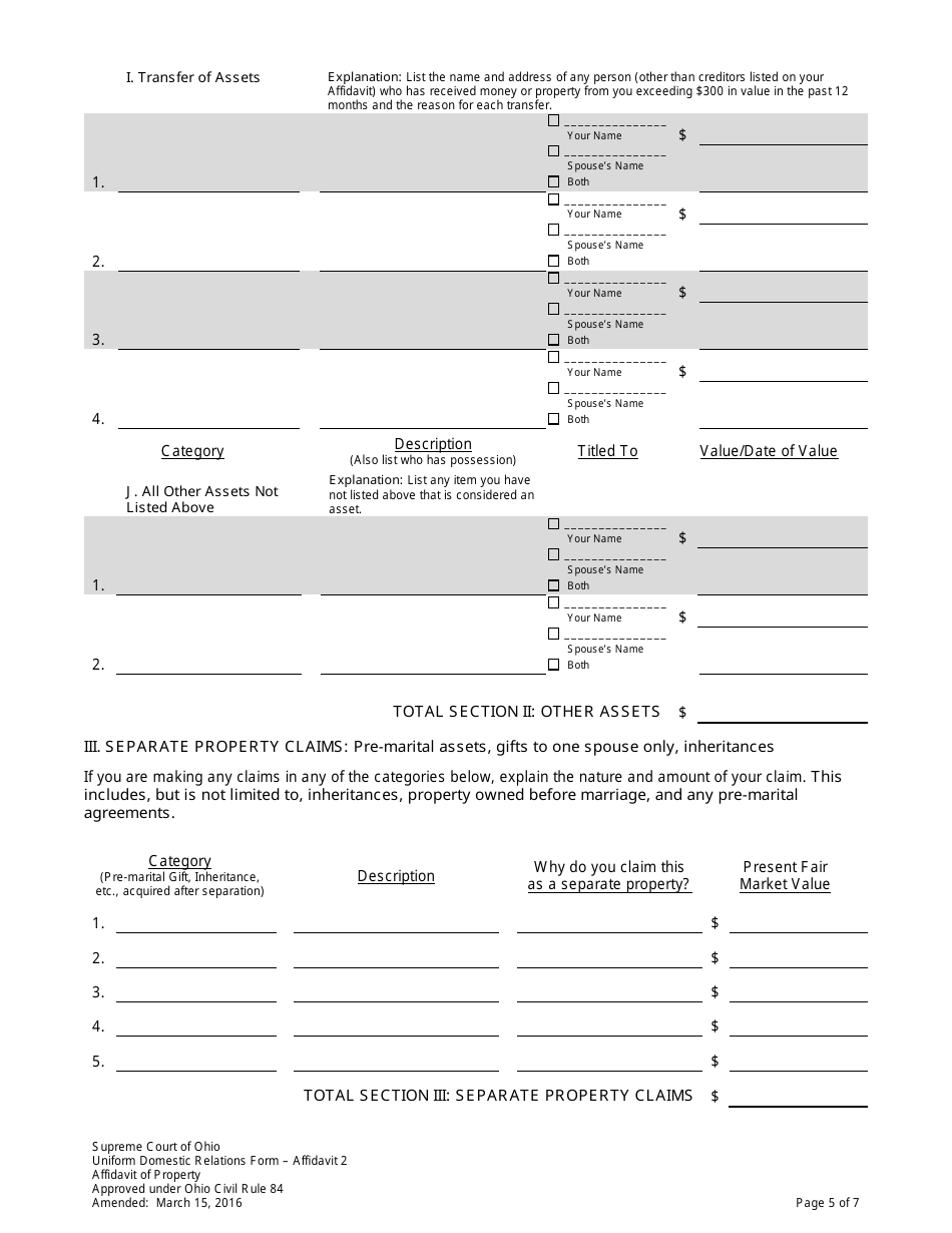 Affidavit 2 Affidavit of Property - Ohio, Page 5