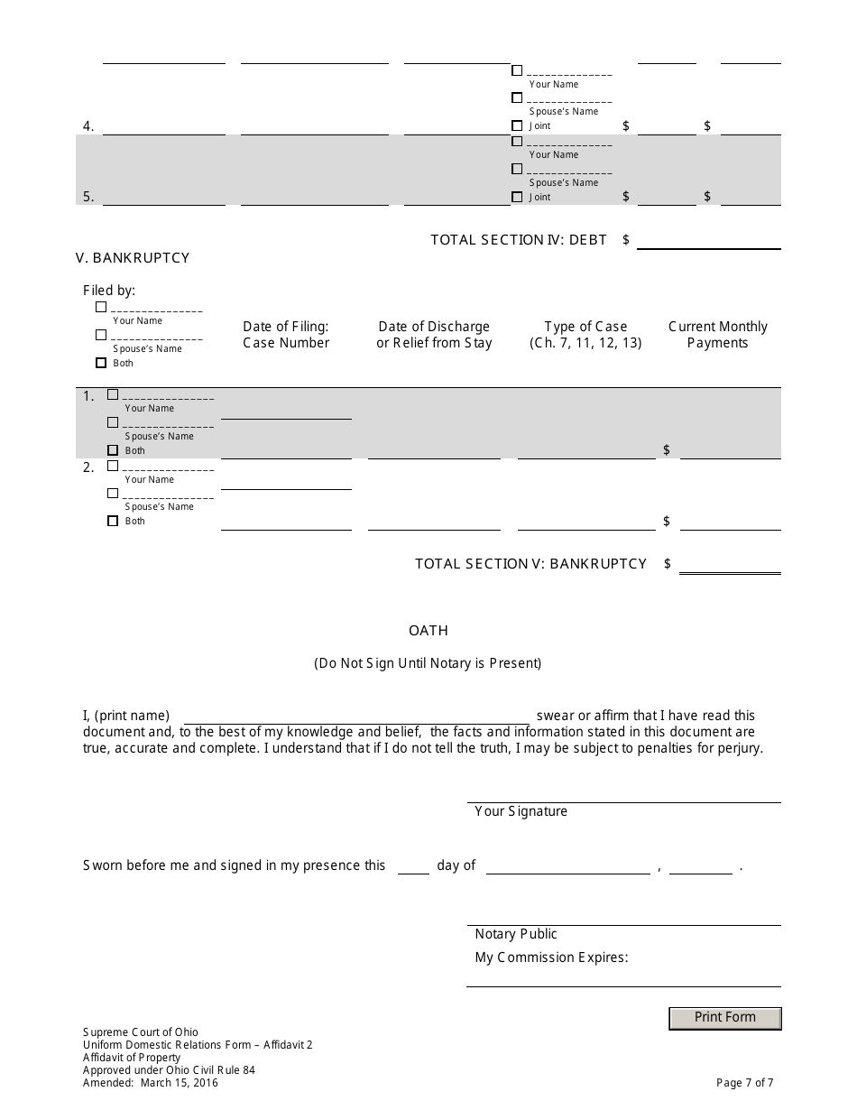 Affidavit 2 Affidavit of Property - Ohio, Page 7
