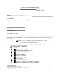 Uniform Domestic Relations Form 10 Answer to Complaint for Divorce With Children - Ohio