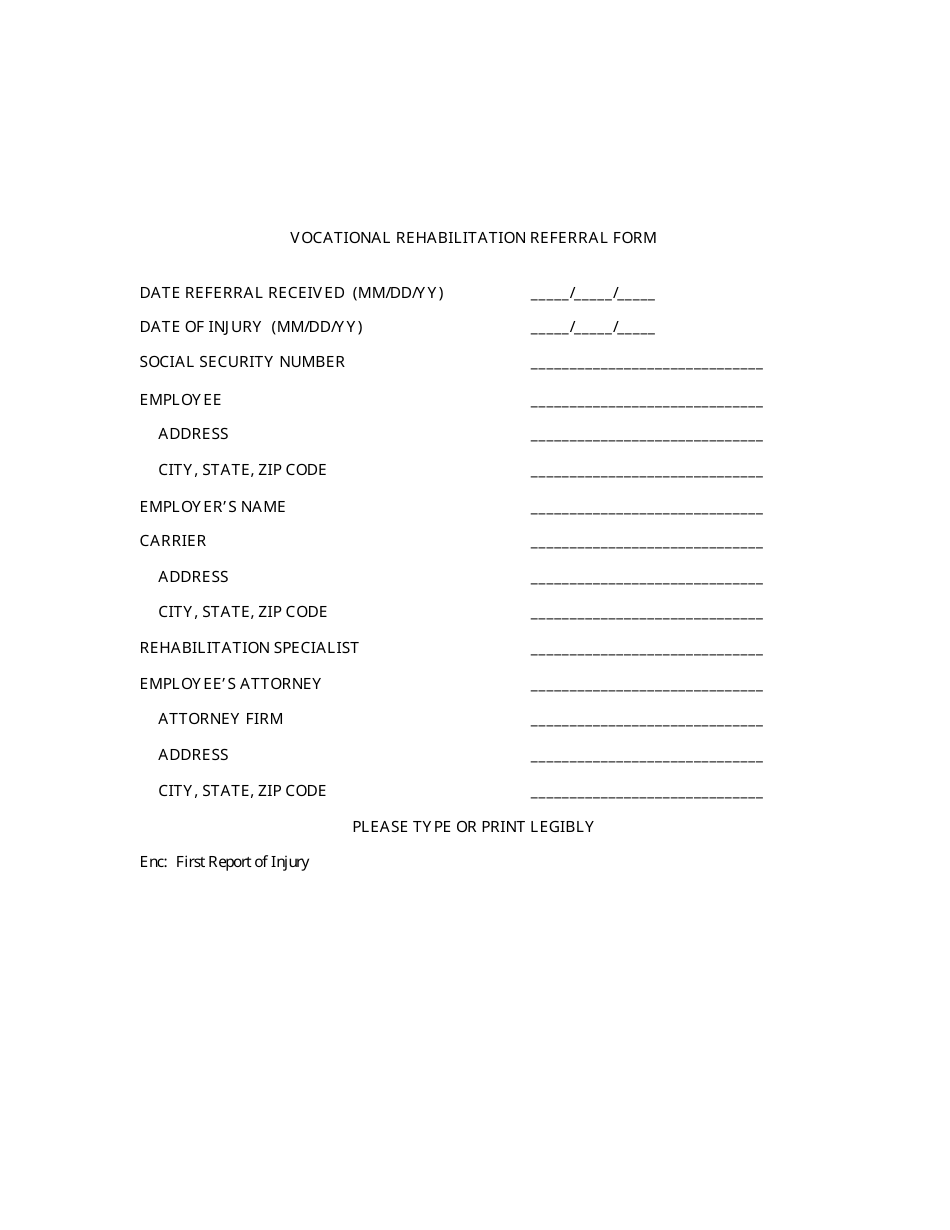 Vocational Rehabilitation Referral Form - New Hampshire, Page 1