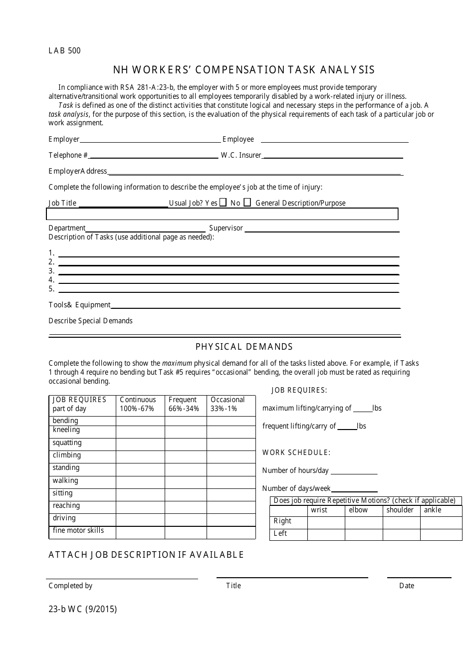 Form 23-B WC - Fill Out, Sign Online And Download Fillable PDF, New ...