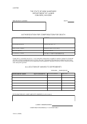 Form 14 WCA &quot;Authorization for Compensation for Death&quot; - New Hampshire