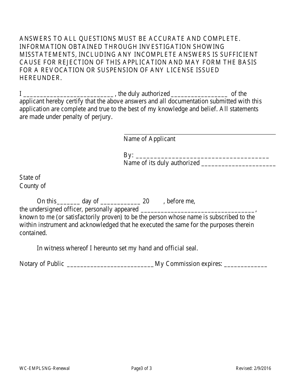 Employee Leasing Renewal Application - New Hampshire, Page 3