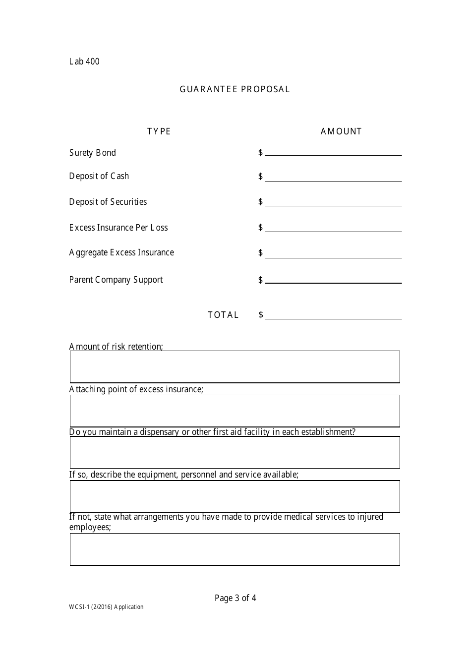 Form WCSI-1 Workers Compensation Self-insurance Application - New Hampshire, Page 3