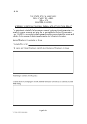 Form WCSI-1A Workers' Compensation Self-insurance Application - Group - New Hampshire