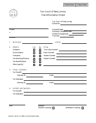 Form 10963 &quot;Trial Information Sheet&quot; - New Jersey