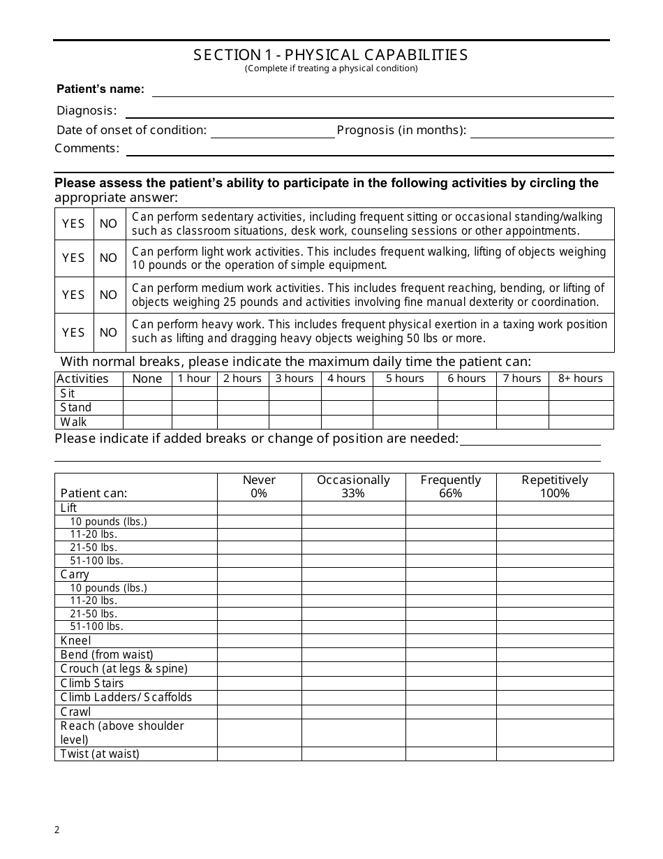 Form 752 Physician / Psychologist Statement of Capabilities - New Hampshire, Page 2