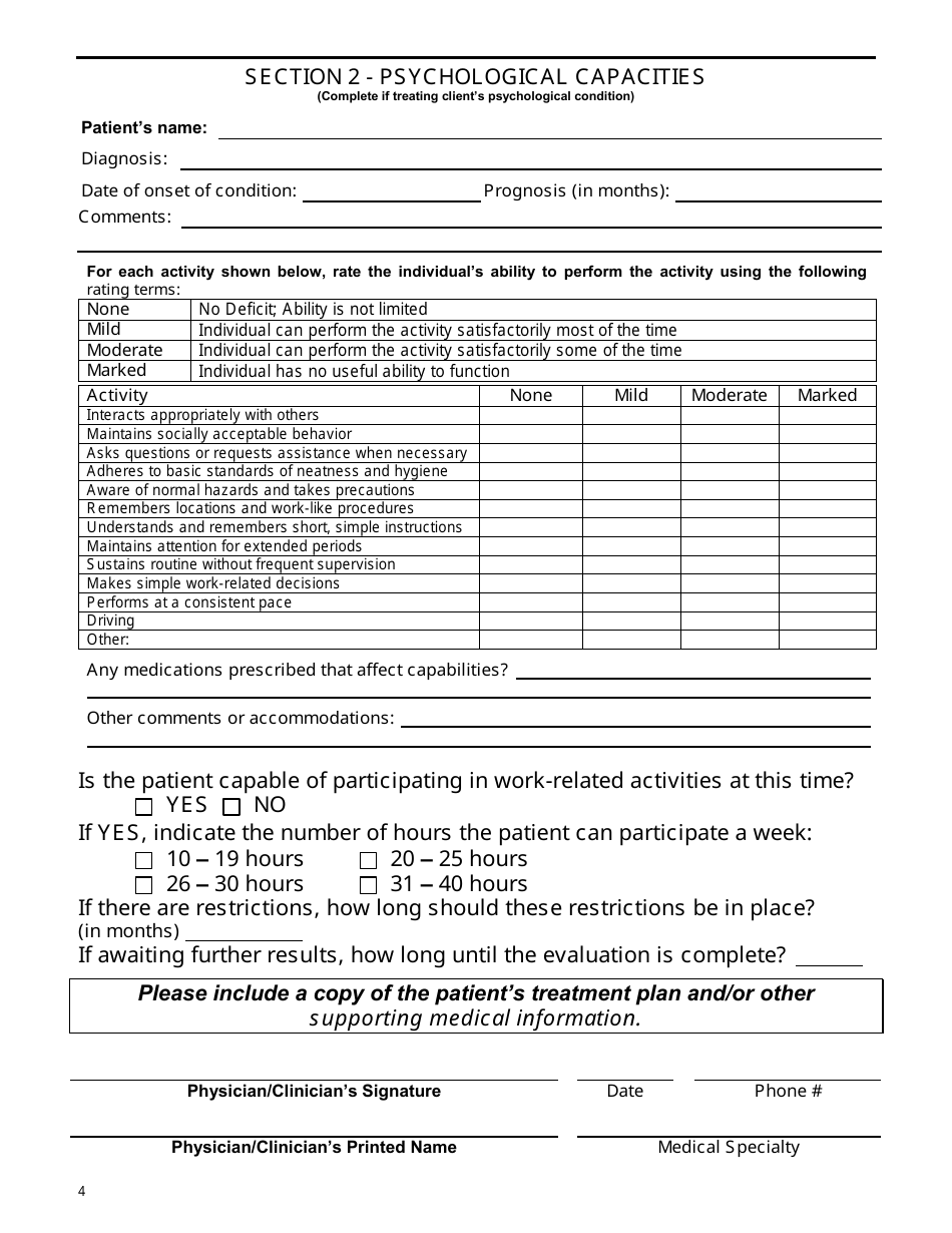 Form 752 Physician / Psychologist Statement of Capabilities - New Hampshire, Page 4