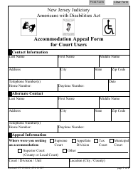 Document preview: Form CN:11507 Americans With Disabilities Act (Ada) Accommodation Appeal Form for Court Users - New Jersey