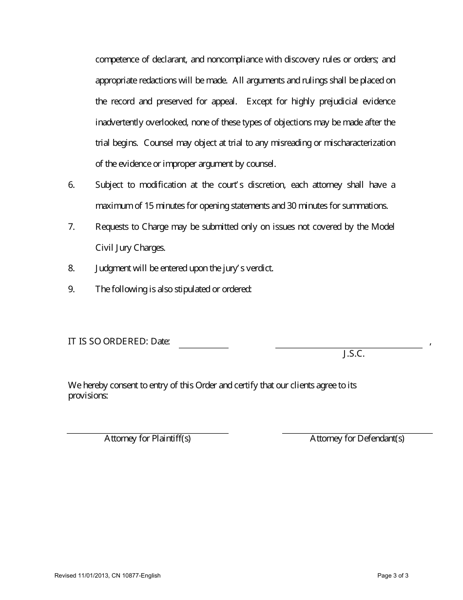 Form 10877 Expedited Jury Trial Form - New Jersey, Page 3