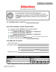Document preview: Form CN:11543 False Claims Act Cover Sheet - New Jersey