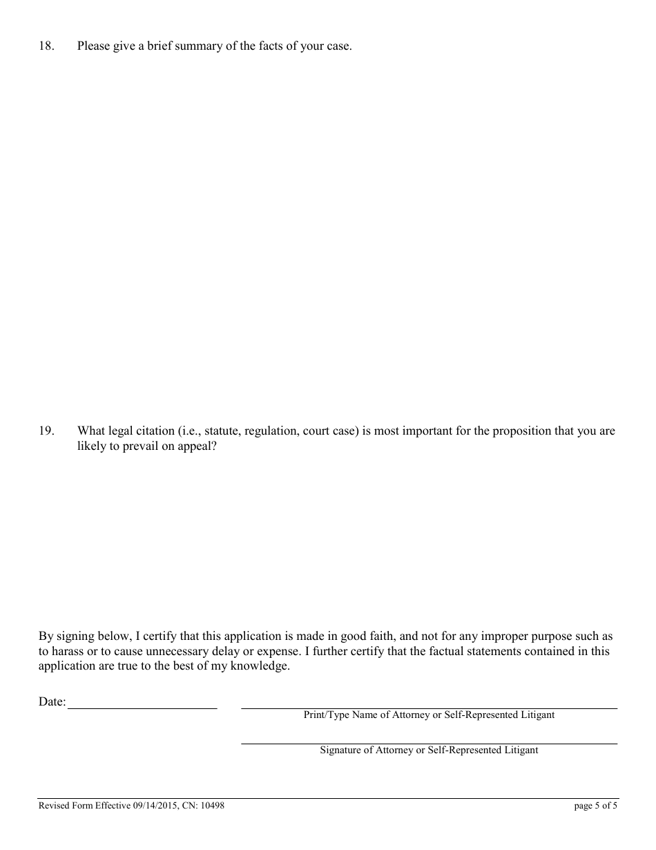 Form 10498 Application for Permission to File Emergent Motion - New Jersey, Page 5
