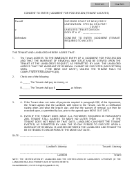Document preview: Form 10515 Appendix XI-W Consent to Enter Judgment (Tenant Required to Vacate) - New Jersey