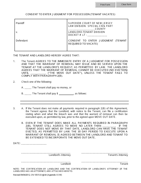 Form 10515 Appendix XI-W  Printable Pdf