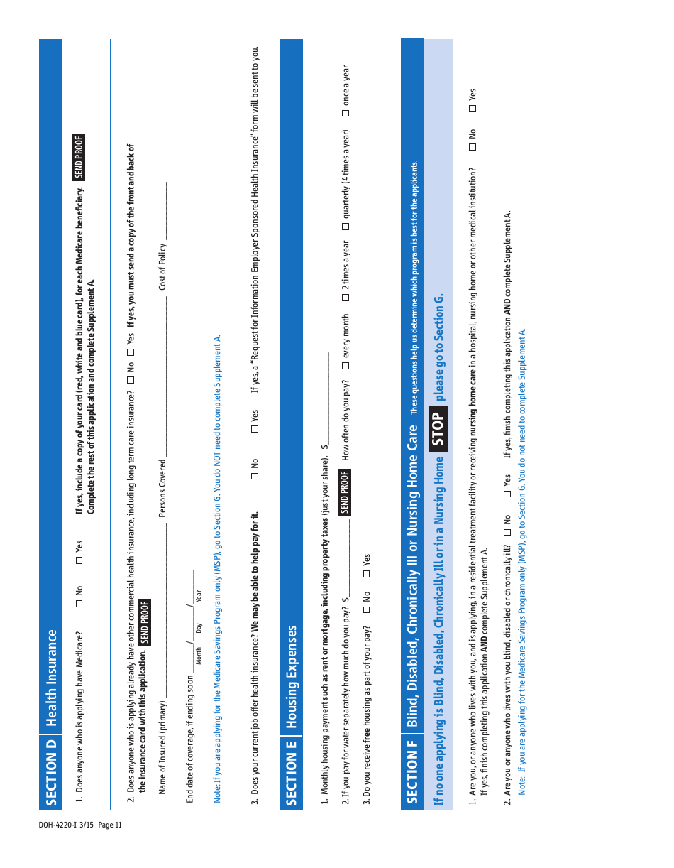 Form DOH-4220 Health Insurance Application - New York, Page 11