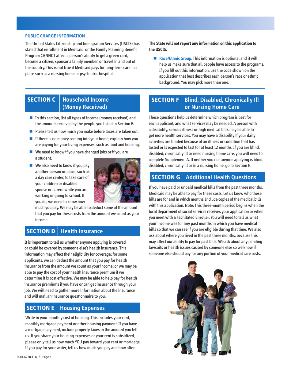 Form DOH-4220 Health Insurance Application - New York, Page 3