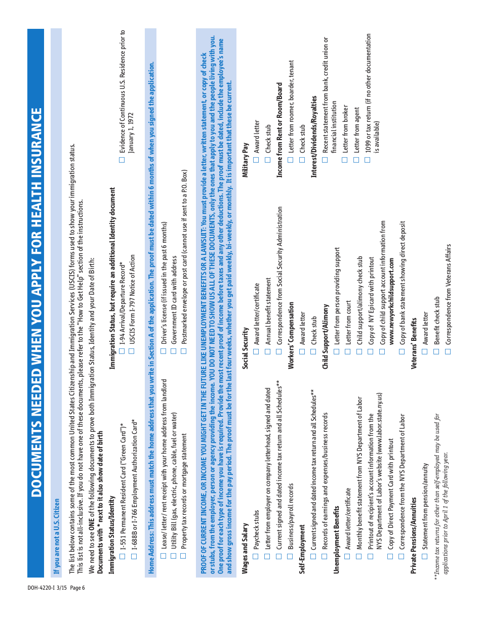 Form DOH-4220 Health Insurance Application - New York, Page 6