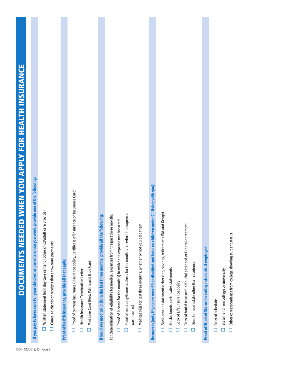 Form DOH-4220 Health Insurance Application - New York, Page 7