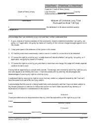 Document preview: Form 10971 Waiver of Criminal Jury Trial Pursuant to Rule 1:8-1(A) - New Jersey