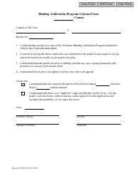 Document preview: Form 10769 Binding Arbitration Program Consent Form - New Jersey