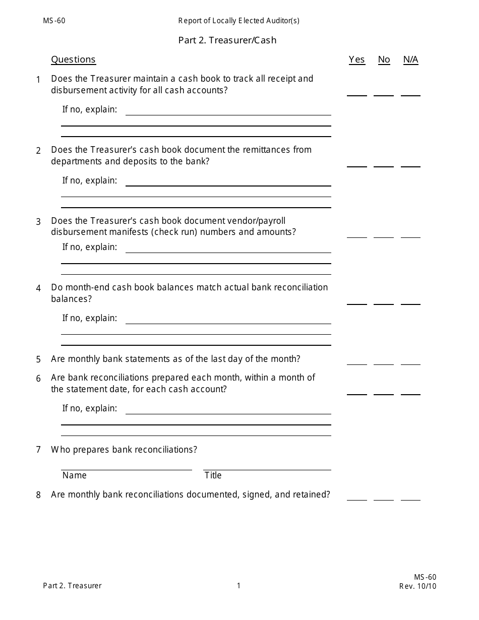 Form MS-60 Report of Locally Elected Auditor(S) - New Hampshire, Page 10