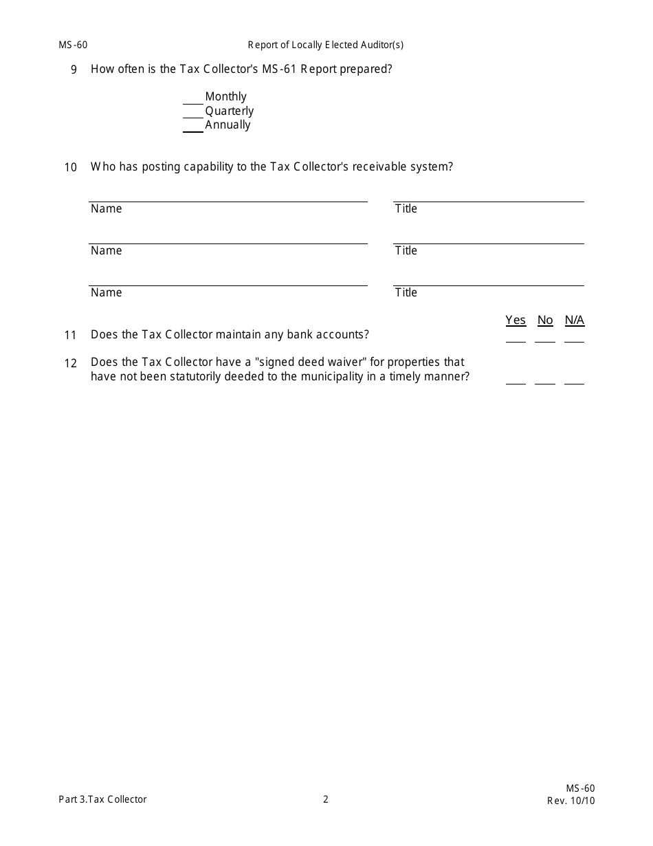 Form MS-60 Report of Locally Elected Auditor(S) - New Hampshire, Page 17