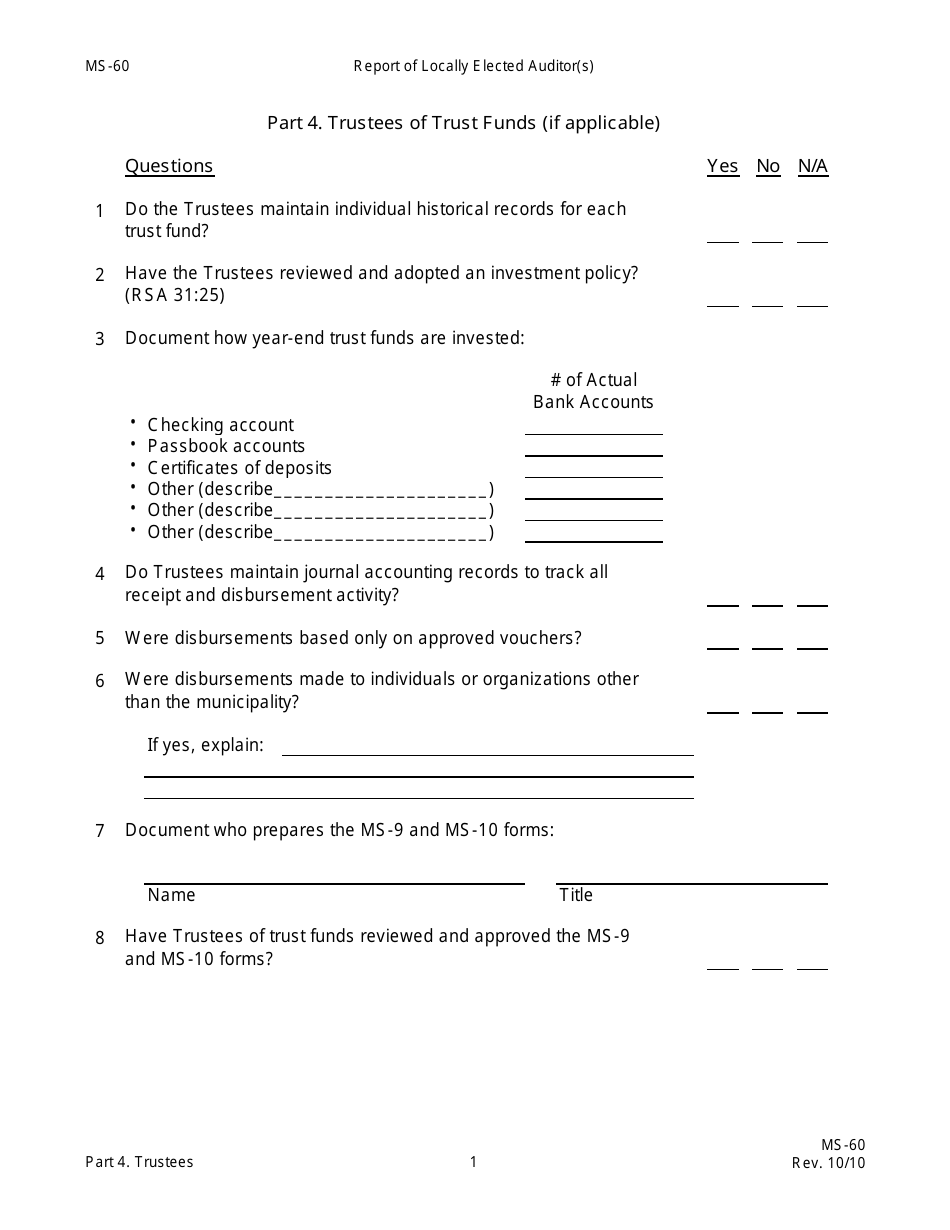 Form MS-60 Report of Locally Elected Auditor(S) - New Hampshire, Page 21