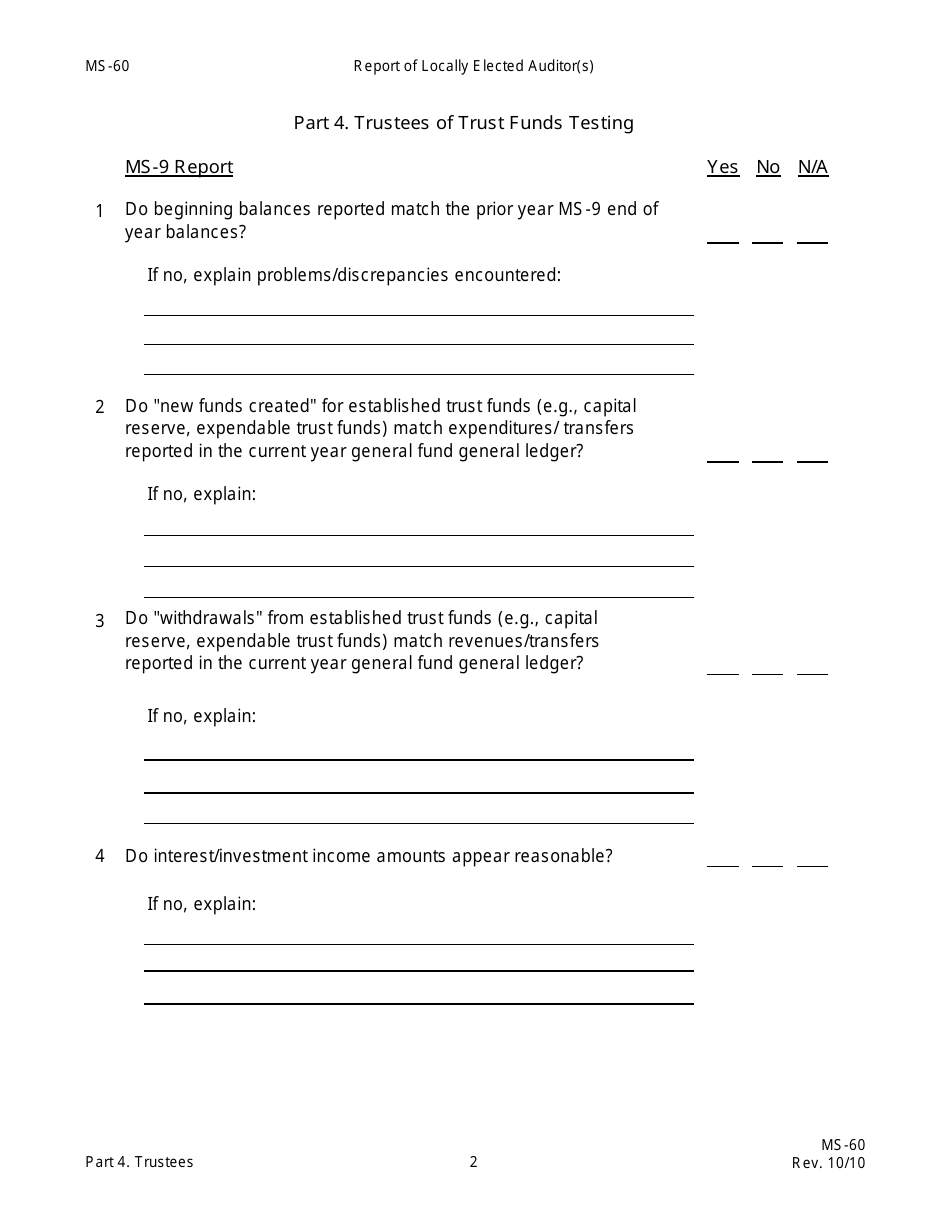 Form MS-60 Report of Locally Elected Auditor(S) - New Hampshire, Page 22