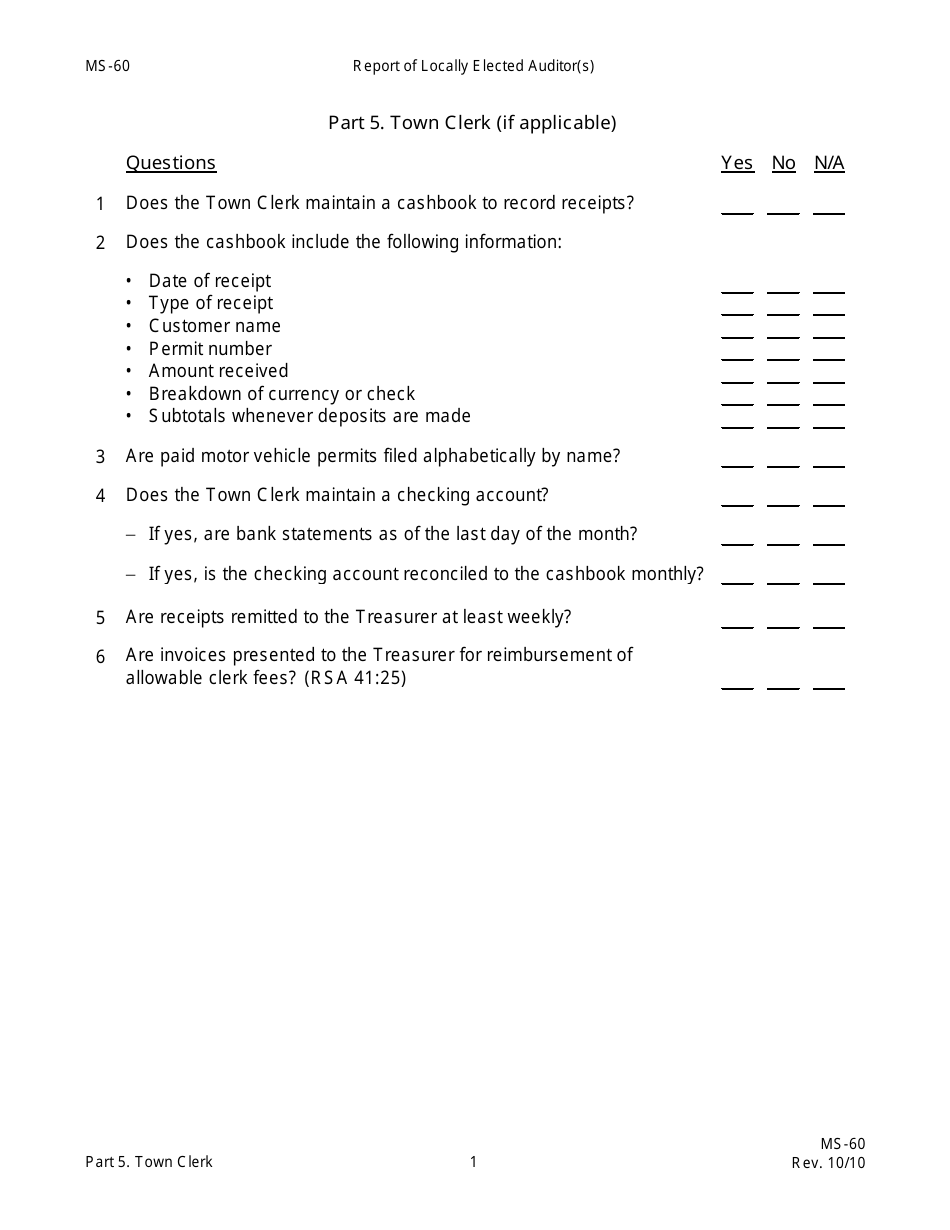 Form MS-60 Report of Locally Elected Auditor(S) - New Hampshire, Page 25