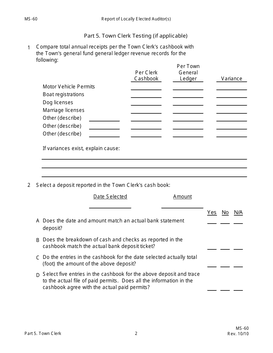 Form MS-60 Report of Locally Elected Auditor(S) - New Hampshire, Page 26